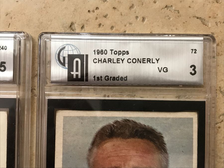 (3) Vintage Graded Football Cards: San Diego Chargers John Unitas, San Diego Chargers Lance Alworth And New York Giants Charley Conerly [Photo 8]