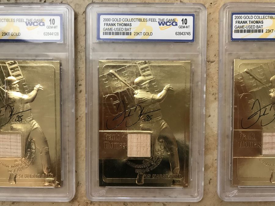 (3) Graded 10 Baseball Cards Frank Thomas Game-Used Bat Cards [Photo 2]