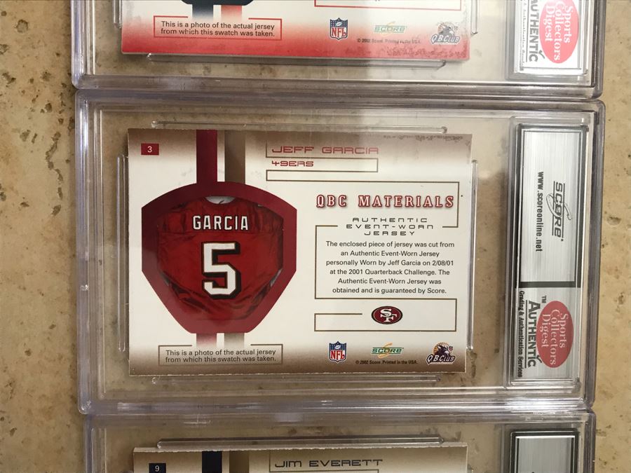 (4) Untouched Authentic Event-Worn Jersey Football Cards: Peyton Manning, Jim Kelly, Jeff Garcia And Jim Everett [Photo 15]