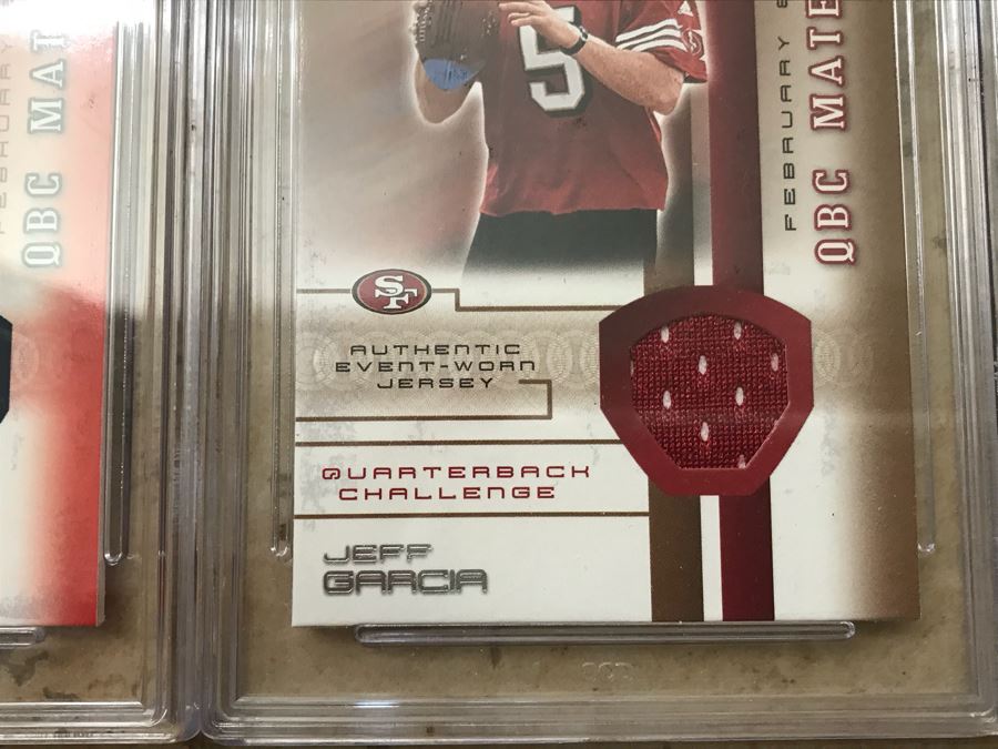 (4) Untouched Authentic Event-Worn Jersey Football Cards: Peyton Manning, Jim Kelly, Jeff Garcia And Jim Everett [Photo 9]