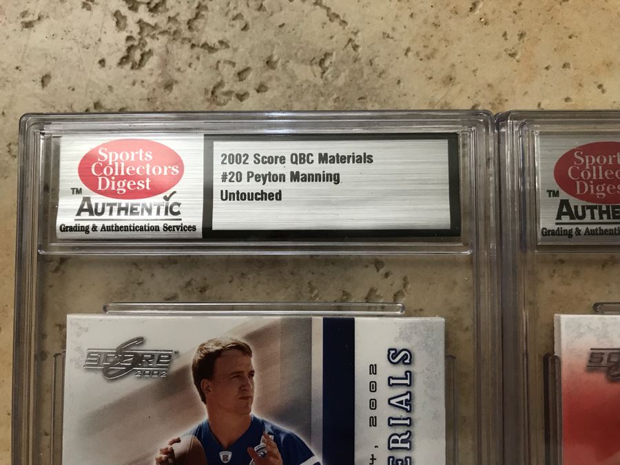 (4) Untouched Authentic Event-Worn Jersey Football Cards: Peyton Manning, Jim Kelly, Jeff Garcia And Jim Everett [Photo 3]