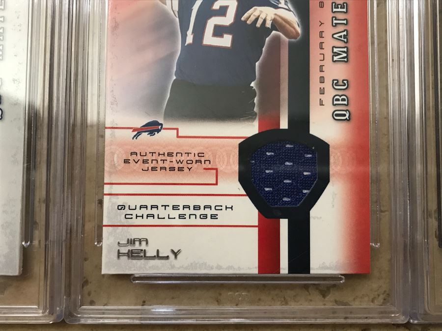 (4) Untouched Authentic Event-Worn Jersey Football Cards: Peyton Manning, Jim Kelly, Jeff Garcia And Jim Everett [Photo 7]