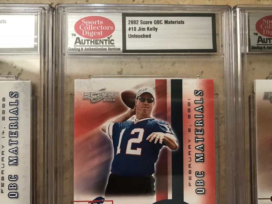 (4) Untouched Authentic Event-Worn Jersey Football Cards: Peyton Manning, Jim Kelly, Jeff Garcia And Jim Everett [Photo 6]