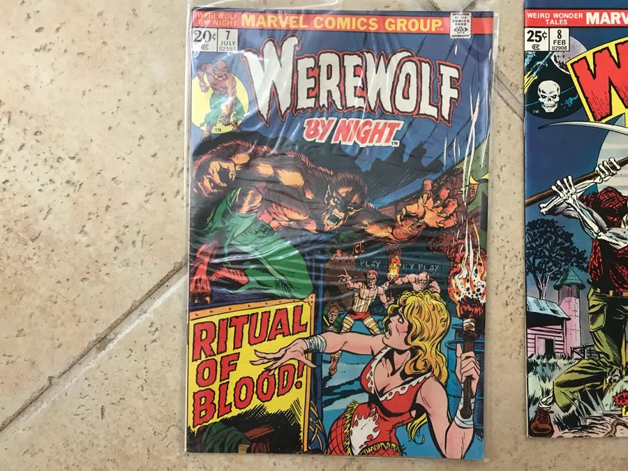 8 Vintage Comic Books Marvel Dc Comics Werewolf By Night Weird Wonder Tales Weird Adventure Comics Unexpected