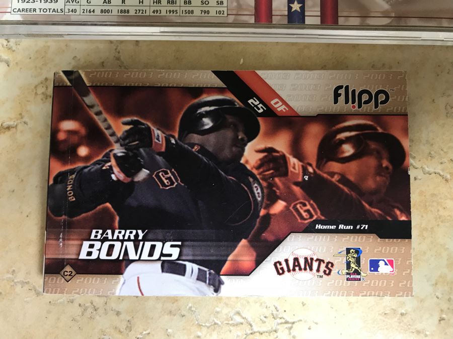 Graded 10 Baseball Card Bob Feller, Graded 9 Baseball Card Rafael Palmeiro, Barry Bonds Flipp Card And Lou Gehrig Limited Edition Card [Photo 12]
