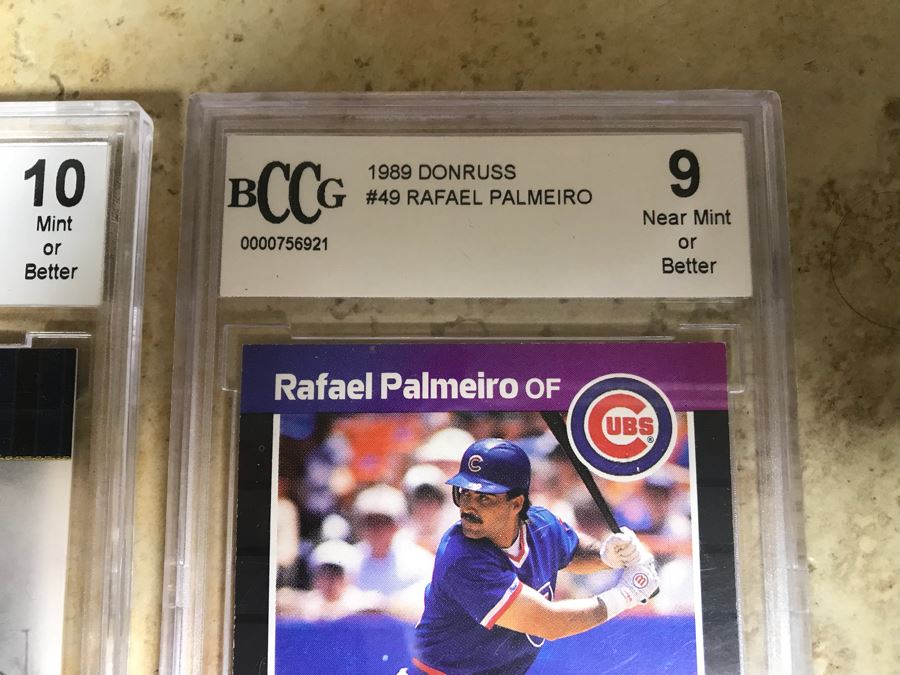 Graded 10 Baseball Card Bob Feller, Graded 9 Baseball Card Rafael Palmeiro, Barry Bonds Flipp Card And Lou Gehrig Limited Edition Card [Photo 7]