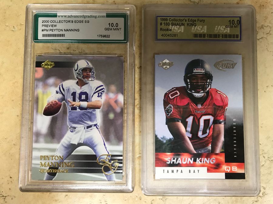 Graded 10 Football Cards: Peyton Manning And Shaun King Rookie Card [Photo 1]