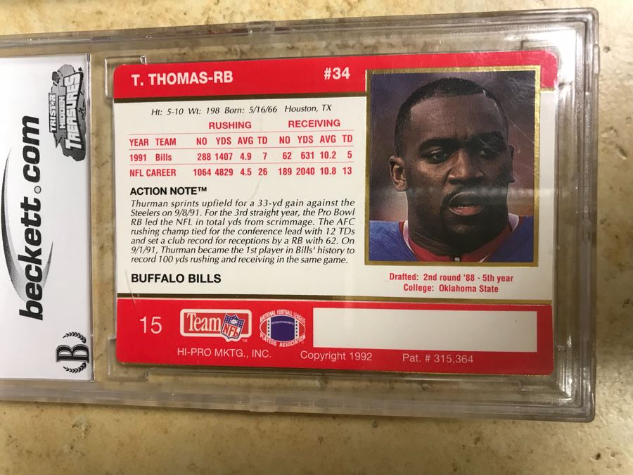 Graded 10 Football Cards Thurman Thomas [Photo 8]