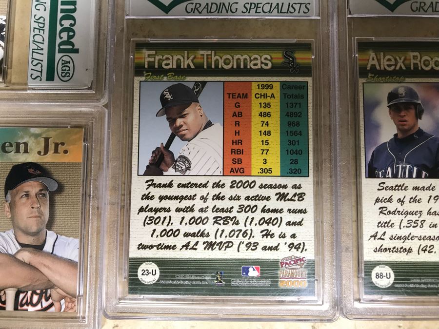 Graded 9 Baseball Cards Chipper Jones And Cal Ripken Jr., Graded 9.5 Baseball Cards Frank Thomas And Alex Rodriguez [Photo 11]