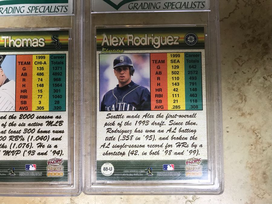 Graded 9 Baseball Cards Chipper Jones And Cal Ripken Jr., Graded 9.5 Baseball Cards Frank Thomas And Alex Rodriguez [Photo 10]