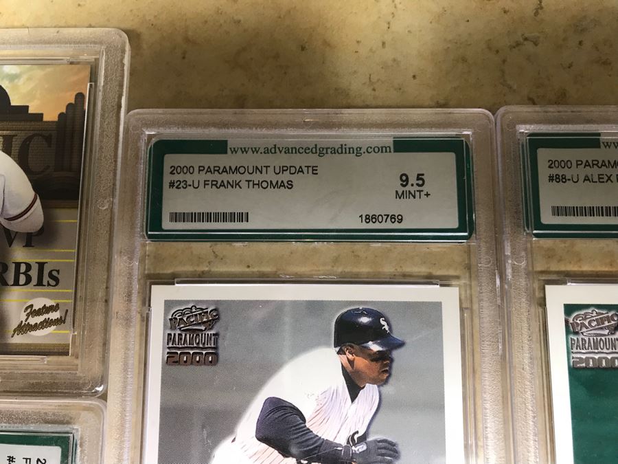 Graded 9 Baseball Cards Chipper Jones And Cal Ripken Jr., Graded 9.5 Baseball Cards Frank Thomas And Alex Rodriguez [Photo 4]