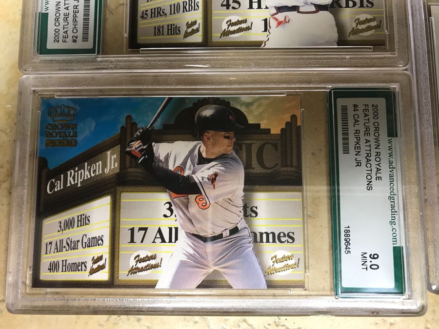 Graded 9 Baseball Cards Chipper Jones And Cal Ripken Jr., Graded 9.5 Baseball Cards Frank Thomas And Alex Rodriguez [Photo 7]