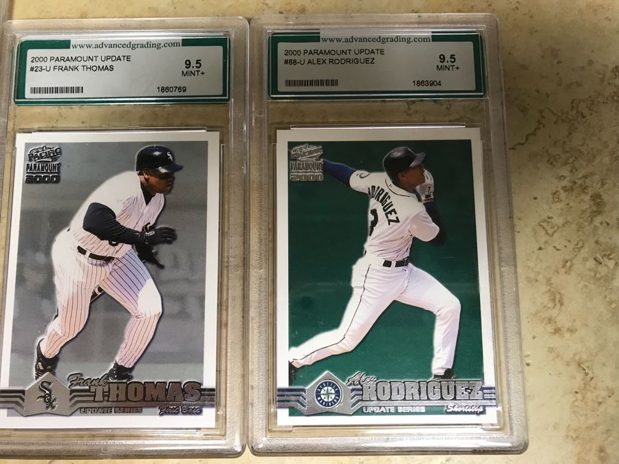Graded 9 Baseball Cards Chipper Jones And Cal Ripken Jr., Graded 9.5 Baseball Cards Frank Thomas And Alex Rodriguez [Photo 5]