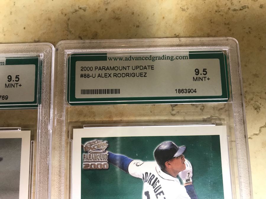 Graded 9 Baseball Cards Chipper Jones And Cal Ripken Jr., Graded 9.5 Baseball Cards Frank Thomas And Alex Rodriguez [Photo 6]