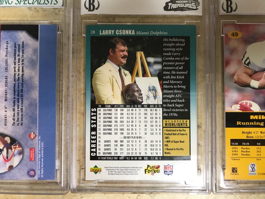 Graded 9.5 Football Card Dan Marino 3Q, Graded 9 Football Cards: Brian Griese, Larry Csonka And Mike Alstott [Photo 14]