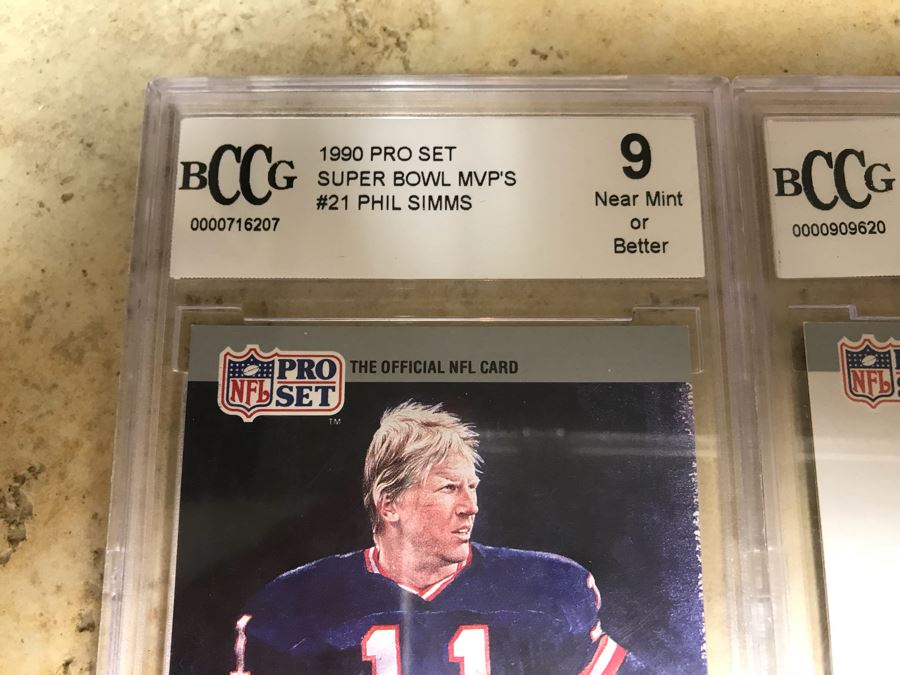 Graded 9 Football Cards Phil Simms, Jerry Rice, Joe Montana And Ronnie