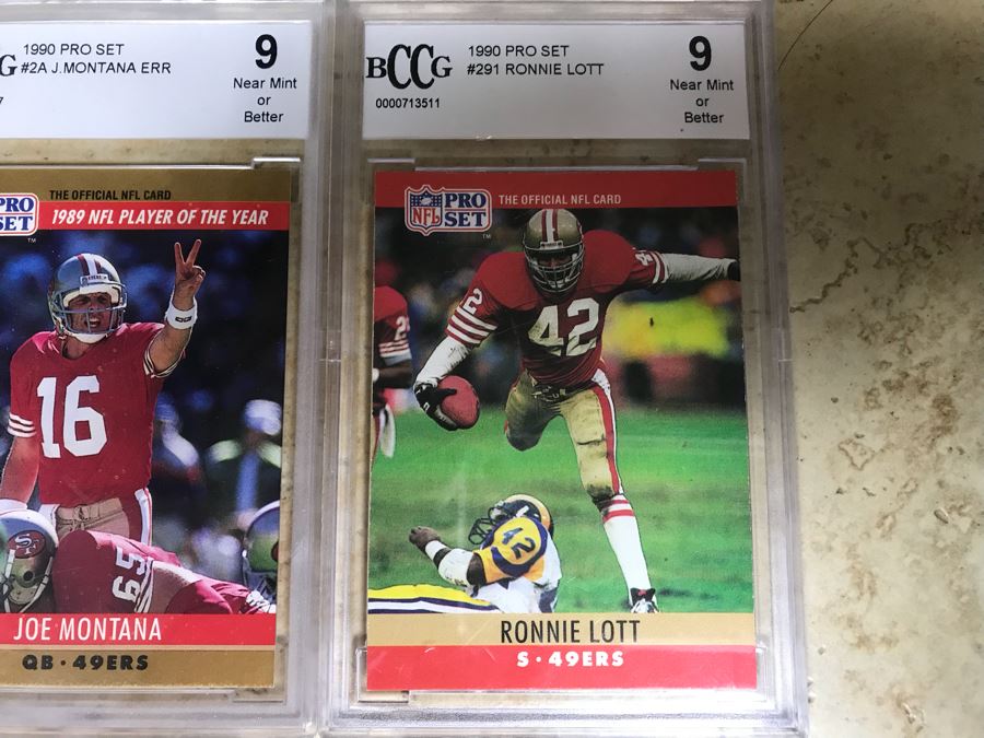 Graded 9 Football Cards: Phil Simms, Jerry Rice, Joe Montana And Ronnie Lott