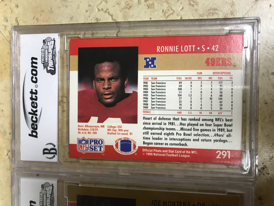 Graded 9 Football Cards: Phil Simms, Jerry Rice, Joe Montana And Ronnie Lott [Photo 11]