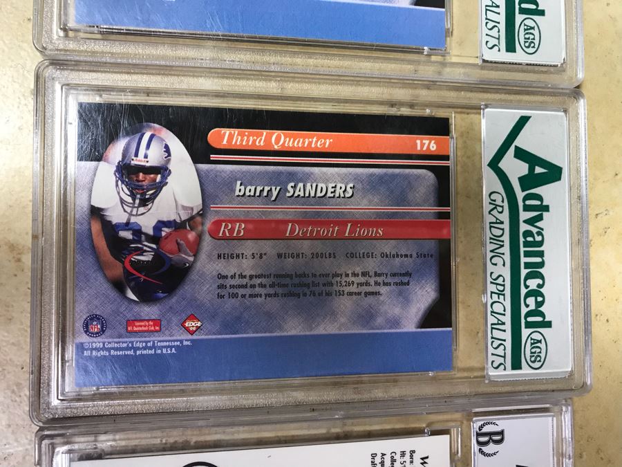 Graded 9 Football Cards: Barry Sanders, Barry Sanders, Ricky Williams And Warren Moon [Photo 12]