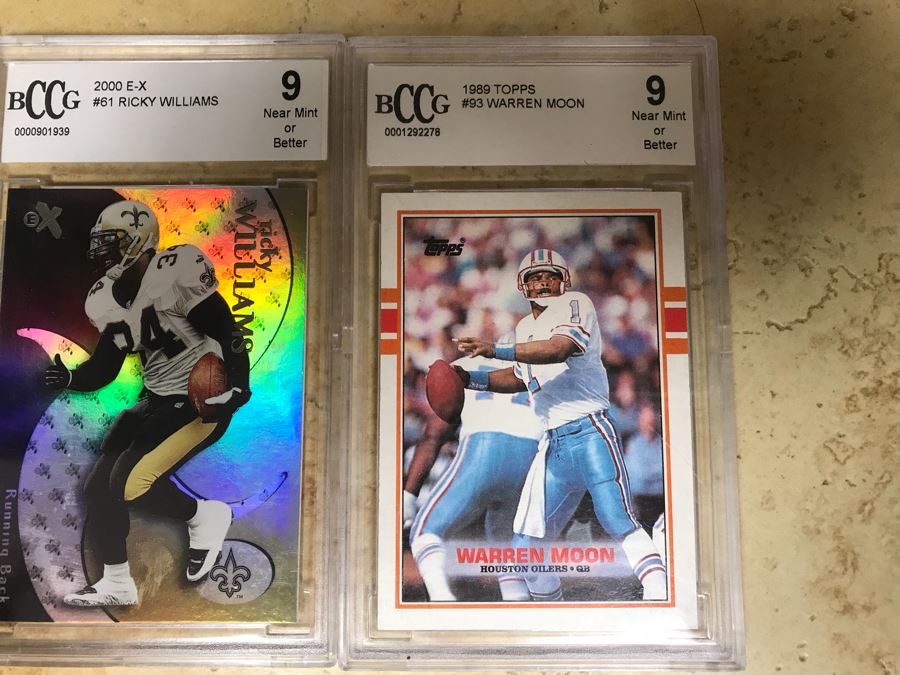 Graded 9 Football Cards: Barry Sanders, Barry Sanders, Ricky Williams And Warren Moon [Photo 7]