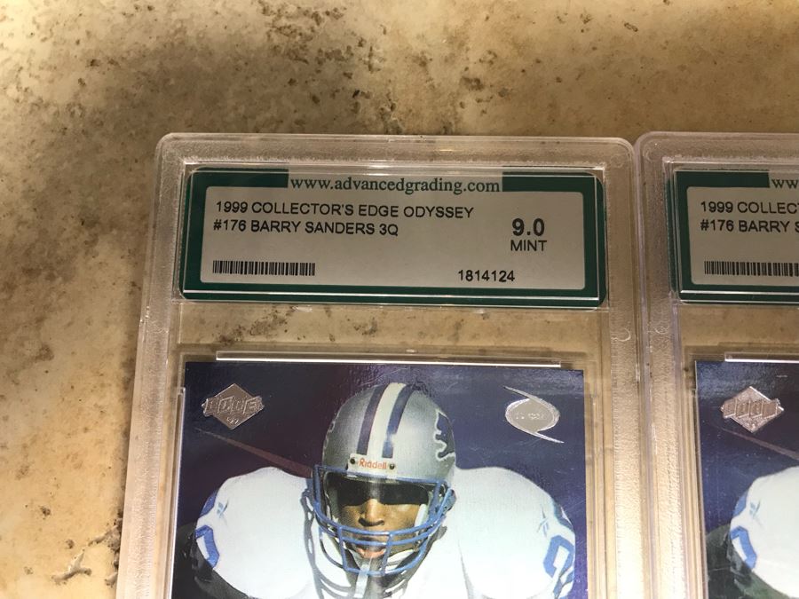 Graded 9 Football Cards: Barry Sanders, Barry Sanders, Ricky Williams And Warren Moon [Photo 3]