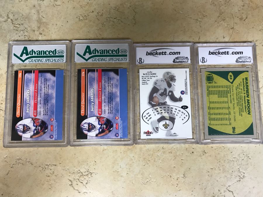 Graded 9 Football Cards: Barry Sanders, Barry Sanders, Ricky Williams And Warren Moon [Photo 9]