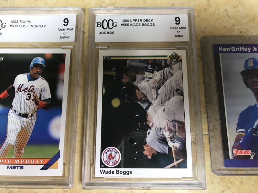 Ken Griffey Jr. Rookie Baseball Card, Graded 9 Basecards Of: Eddie Murray, Wade Boggs And Wilkin Ruan [Photo 6]