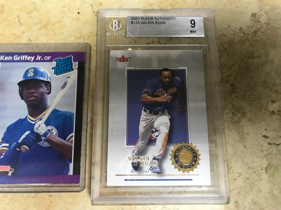 Ken Griffey Jr. Rookie Baseball Card, Graded 9 Basecards Of: Eddie Murray, Wade Boggs And Wilkin Ruan [Photo 8]