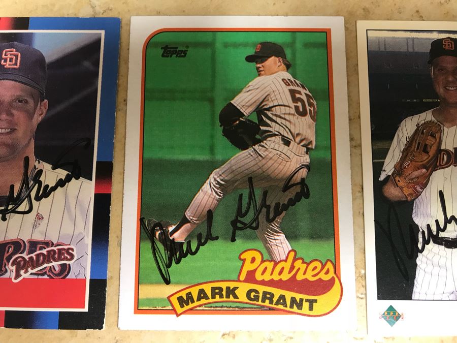 (3) Signed Baseball Cards Of Mark Grant And (1) Signed Baseball Card Of Bruce Hurst [Photo 4]