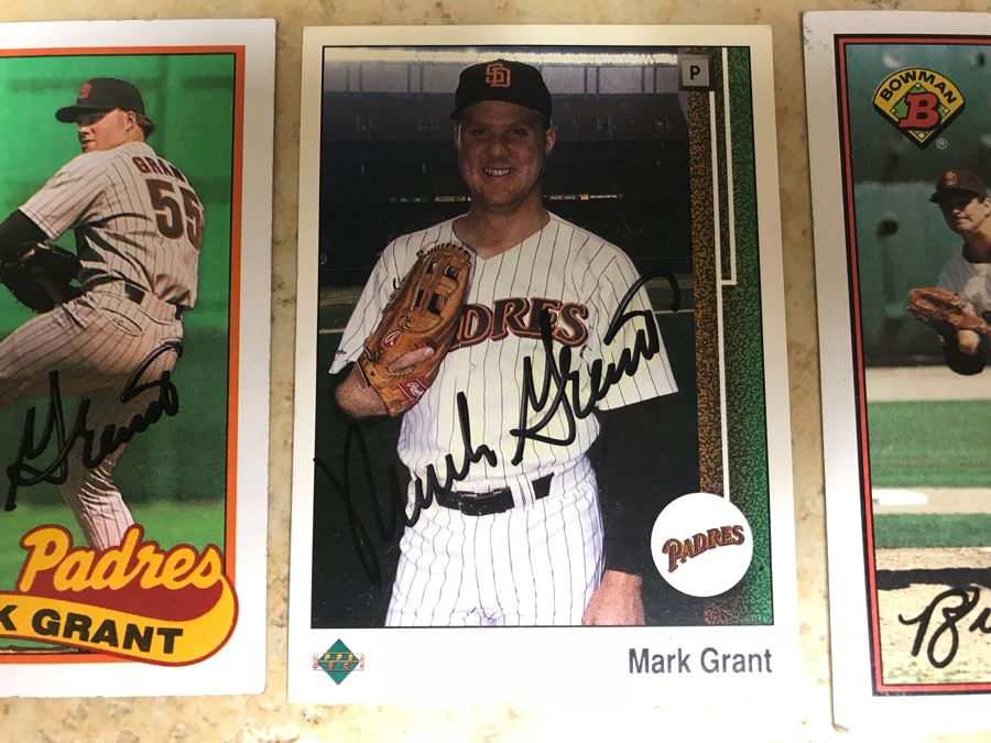 (3) Signed Baseball Cards Of Mark Grant And (1) Signed Baseball Card Of Bruce Hurst [Photo 6]