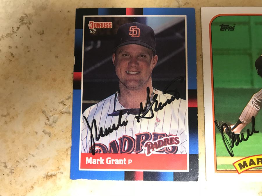 (3) Signed Baseball Cards Of Mark Grant And (1) Signed Baseball Card Of Bruce Hurst [Photo 2]