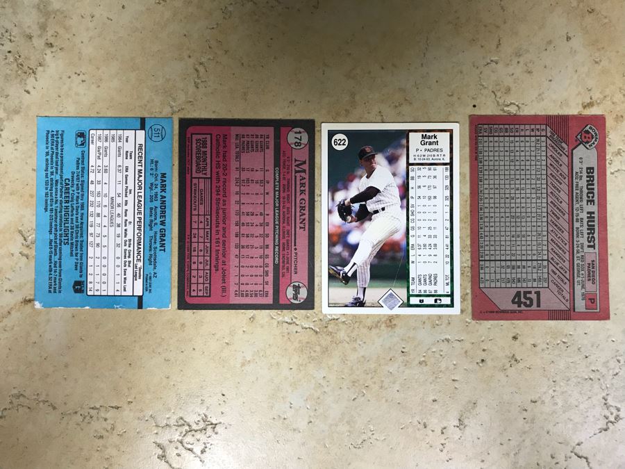 (3) Signed Baseball Cards Of Mark Grant And (1) Signed Baseball Card Of Bruce Hurst [Photo 10]