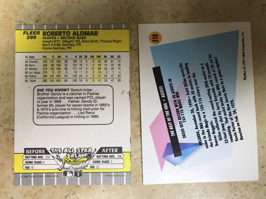 Signed Baseball Card Roberto Alomar Padres And Signed Basketball Card Scott Skiles [Photo 6]