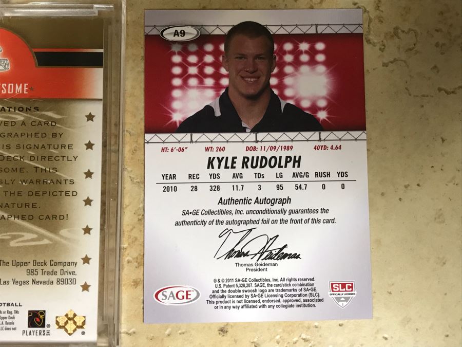 Signed Football Cards: Shaun Chapas, Ozzie Newsome And Kyle Rudolph [Photo 11]