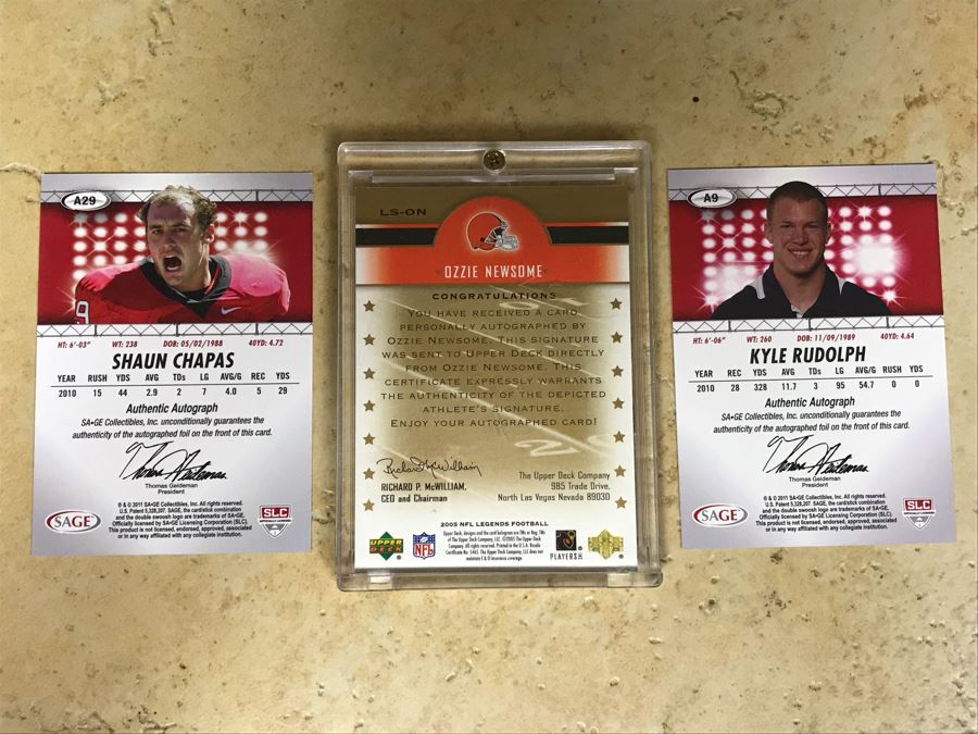Signed Football Cards: Shaun Chapas, Ozzie Newsome And Kyle Rudolph [Photo 8]
