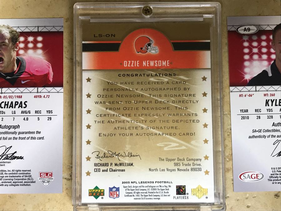 Signed Football Cards: Shaun Chapas, Ozzie Newsome And Kyle Rudolph [Photo 9]
