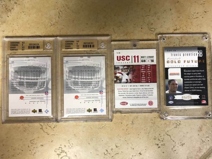 Pair Of Graded 9.5 Limited Edition Football Cards James Jackson, Matt Leinart Rookie Card And Travis Prentice Rookie Card [Photo 8]