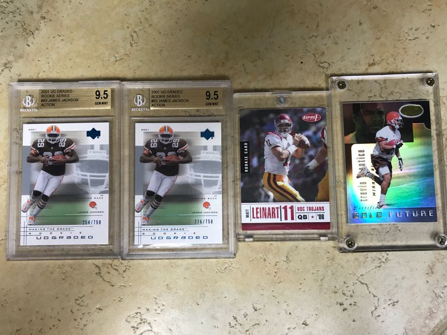 Pair Of Graded 9.5 Limited Edition Football Cards James Jackson, Matt Leinart Rookie Card And Travis Prentice Rookie Card [Photo 1]