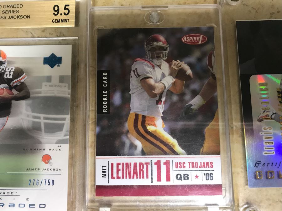 Pair Of Graded 9.5 Limited Edition Football Cards James Jackson, Matt Leinart Rookie Card And Travis Prentice Rookie Card [Photo 2]