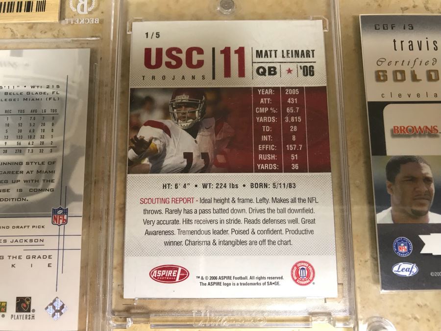Pair Of Graded 9.5 Limited Edition Football Cards James Jackson, Matt Leinart Rookie Card And Travis Prentice Rookie Card [Photo 10]