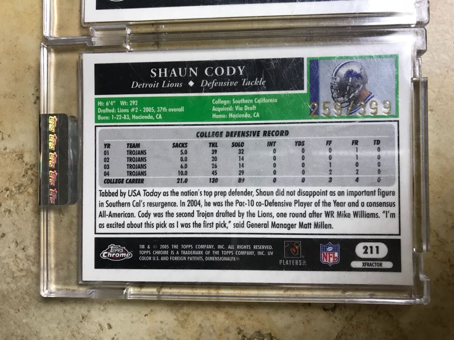 Topps Uncirculated Rookie Football Cards Shaun Cody, Craig Bragg, J. R. Tolver And Andrew Walter [Photo 8]