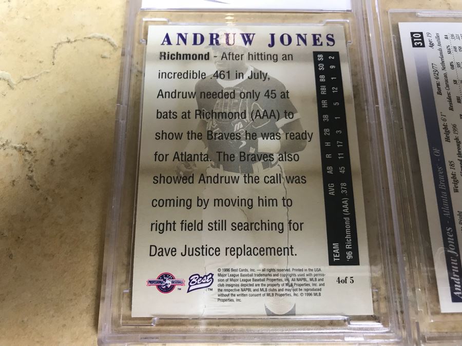 Pair Of Graded 10 And 9 Andruw Jones Baseball Cards [Photo 9]