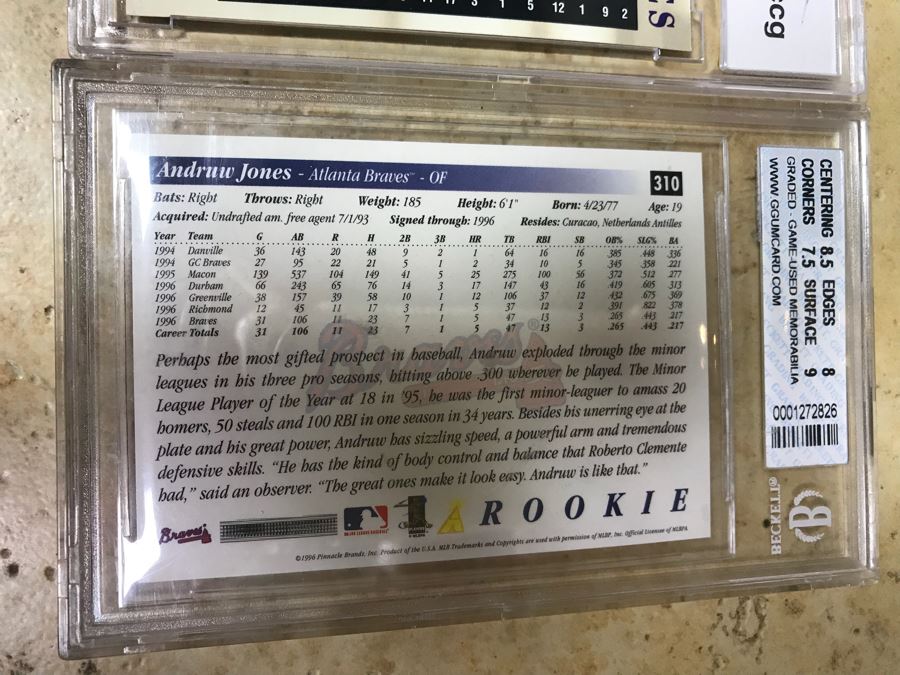 Pair Of Graded 10 And 9 Andruw Jones Baseball Cards [Photo 8]