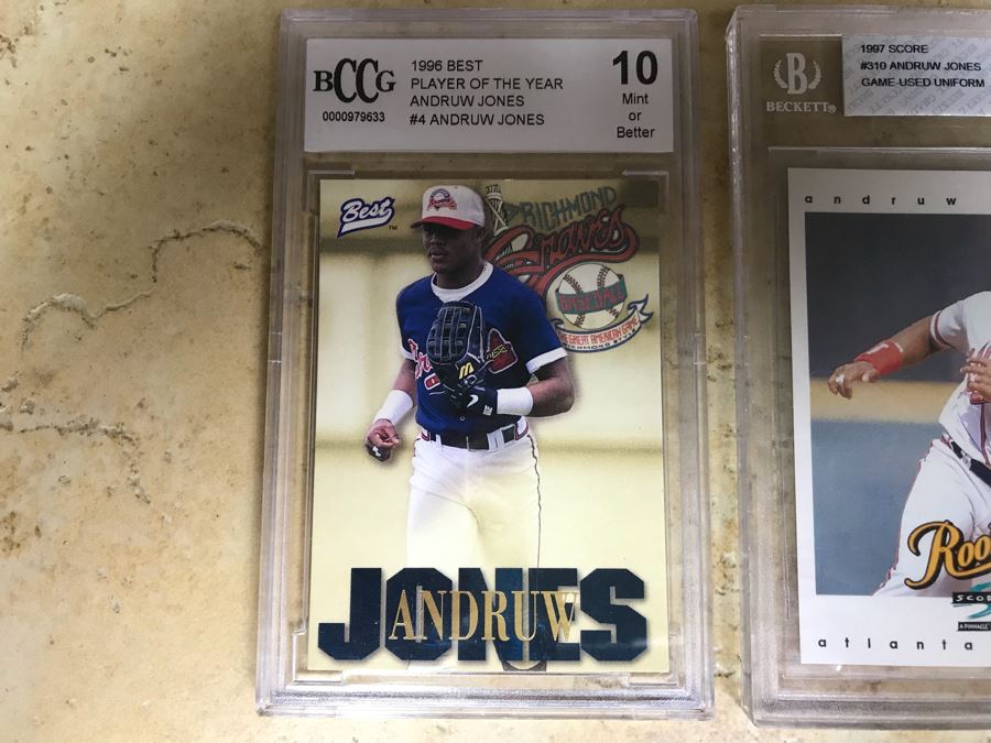 Pair Of Graded 10 And 9 Andruw Jones Baseball Cards [Photo 2]