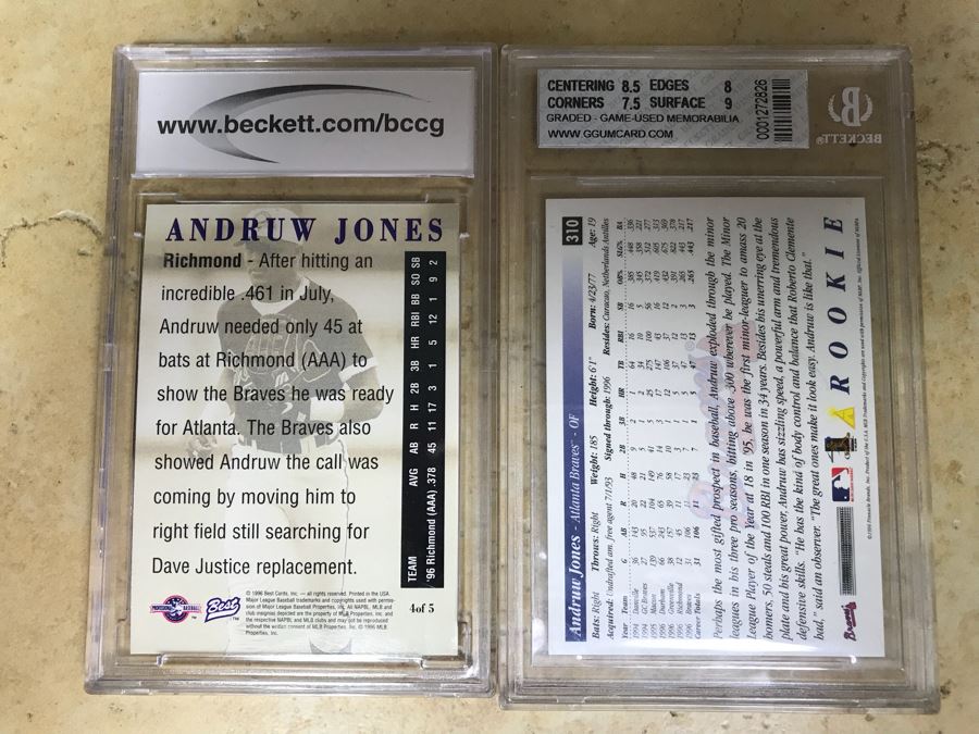 Pair Of Graded 10 And 9 Andruw Jones Baseball Cards [Photo 6]