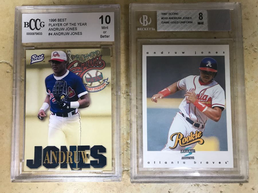 Pair Of Graded 10 And 9 Andruw Jones Baseball Cards [Photo 1]