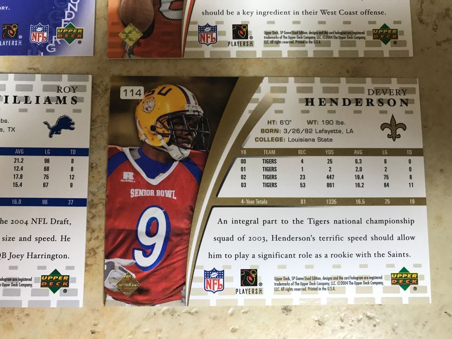 (6) Rookie Football Cards: Roy Williams, Devery Henderson, Kellen Winslow Jr., William Joseph, Justin Griffith, And Johnnie Morant [Photo 12]