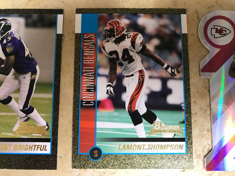 (2) Rookie Football Cards: Lamont Brightful And Lamont Thompson And (2) Limited Edition Cards Tony Gonzalez And Shaun Alexander [Photo 3]