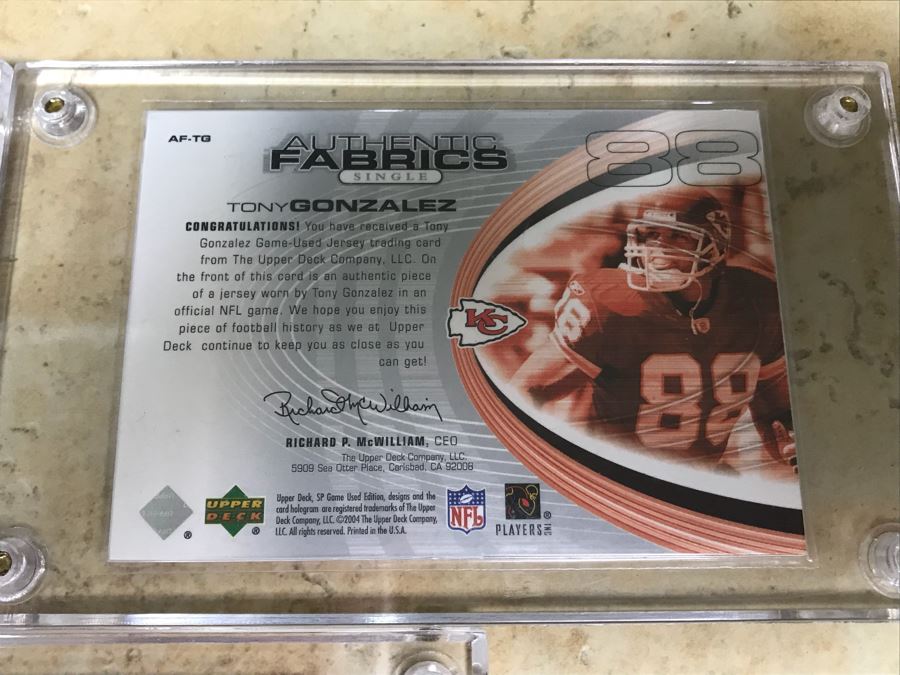 (3) Jersey Football Cards: Kerry Collins, Tony Gonzalez And Randy Moss [Photo 7]