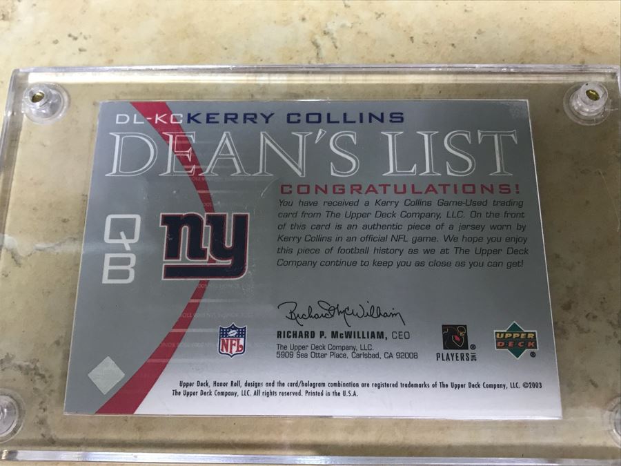 (3) Jersey Football Cards: Kerry Collins, Tony Gonzalez And Randy Moss [Photo 8]